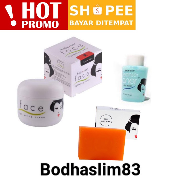 (hàng Mới Về) Bộ Sản Phẩm Dưỡng Trắng Da Mặt Mini Kojie San Kojiesan 60ml + Kem Dưỡng Da Mặt + Xà Phòng 65gr