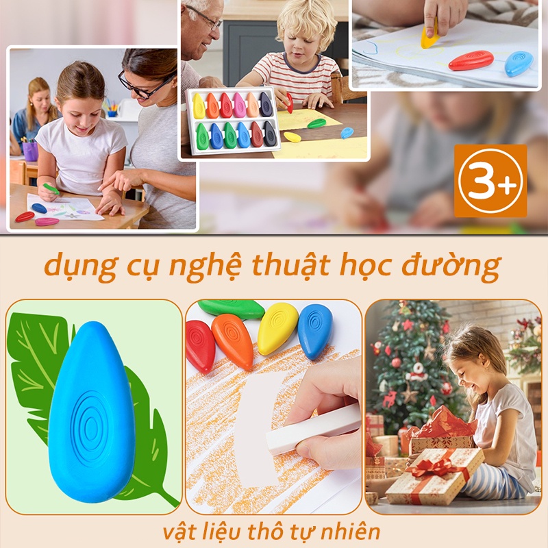 Bộ Bút Chì Màu 12/24 Màu Viết Chì Màu Crayons Bút Sáp Màu Vẽ Cho Bé Khô Dạ Hữu Cơ Vặn Bút Viết Màu Nước An Toàn Không Độc Hại Cho Bé
