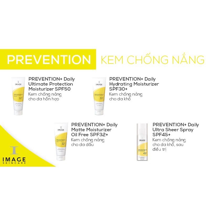 (CHÍNH HÃNG) Kem Chống Nắng Vật Lý IMAGE Skincare Prevention SPF30+, 32+, 50+ Cho Da Dầu Nhờn, Da Khô, Da Hỗn Hợp