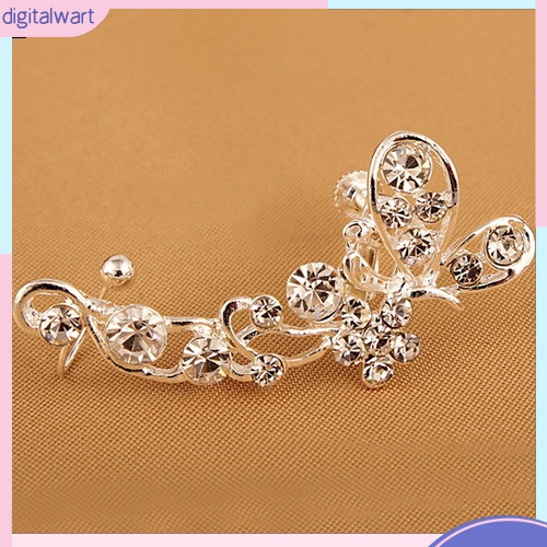 Khuyên Tai Kim Loại Hình Hoa Và Bướm Đính Đá Phong Cách Retro Cho Nữ