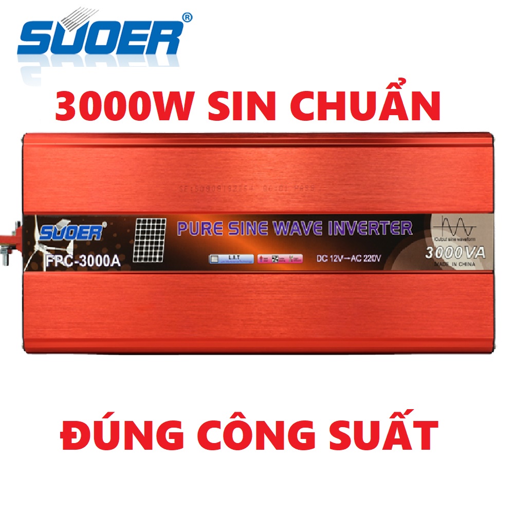 Bộ đổi điện sin chuẩn 3000w SUOER đúng công suất 12V sang 220v FPC - 3000A
