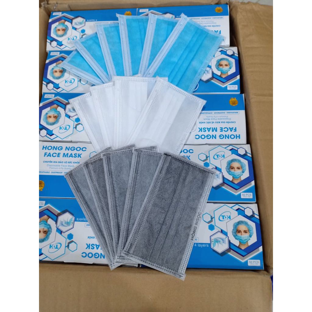 Hộp 50 Chiếc Khẩu Trang Y Tế 4 Lớp Hồng Ngọc (Màu xanh) | BigBuy360 - bigbuy360.vn
