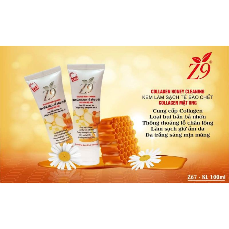 Kem Làm Sạch Tế Bào Chết Collagen Mật Ong Z9 Tuýp 100ml