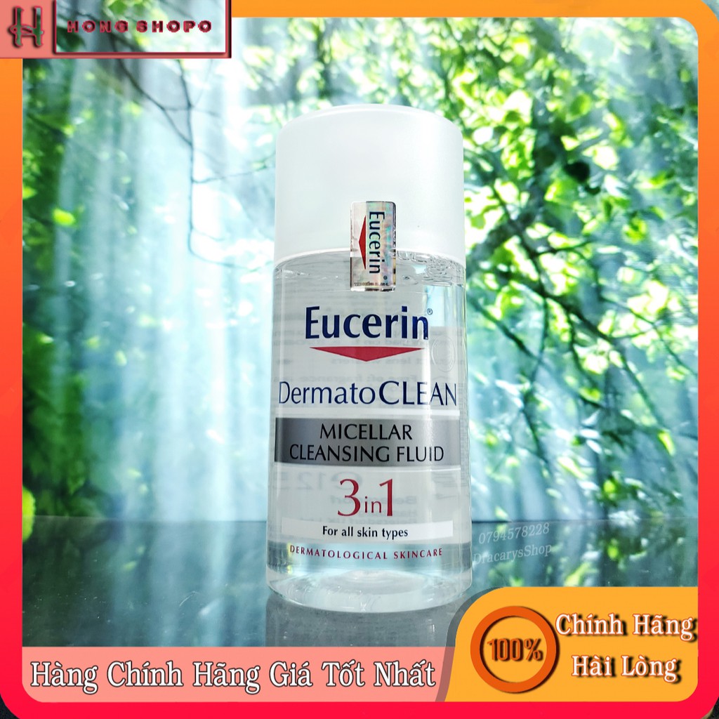 Nước tẩy trang 3 trong 1 Eucerin DermatoClean Micellar Cleansing Fluid Dùng cho mọi loại da 125ml