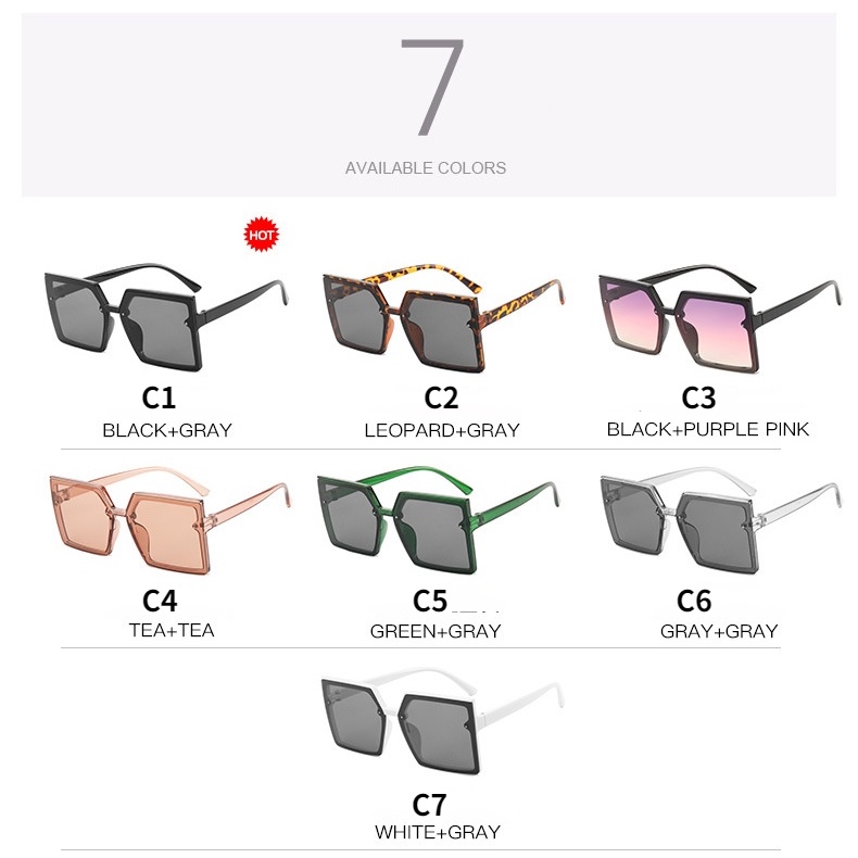 Kính mát gọng vuông chống tia uv400 thời trang dành cho nữ