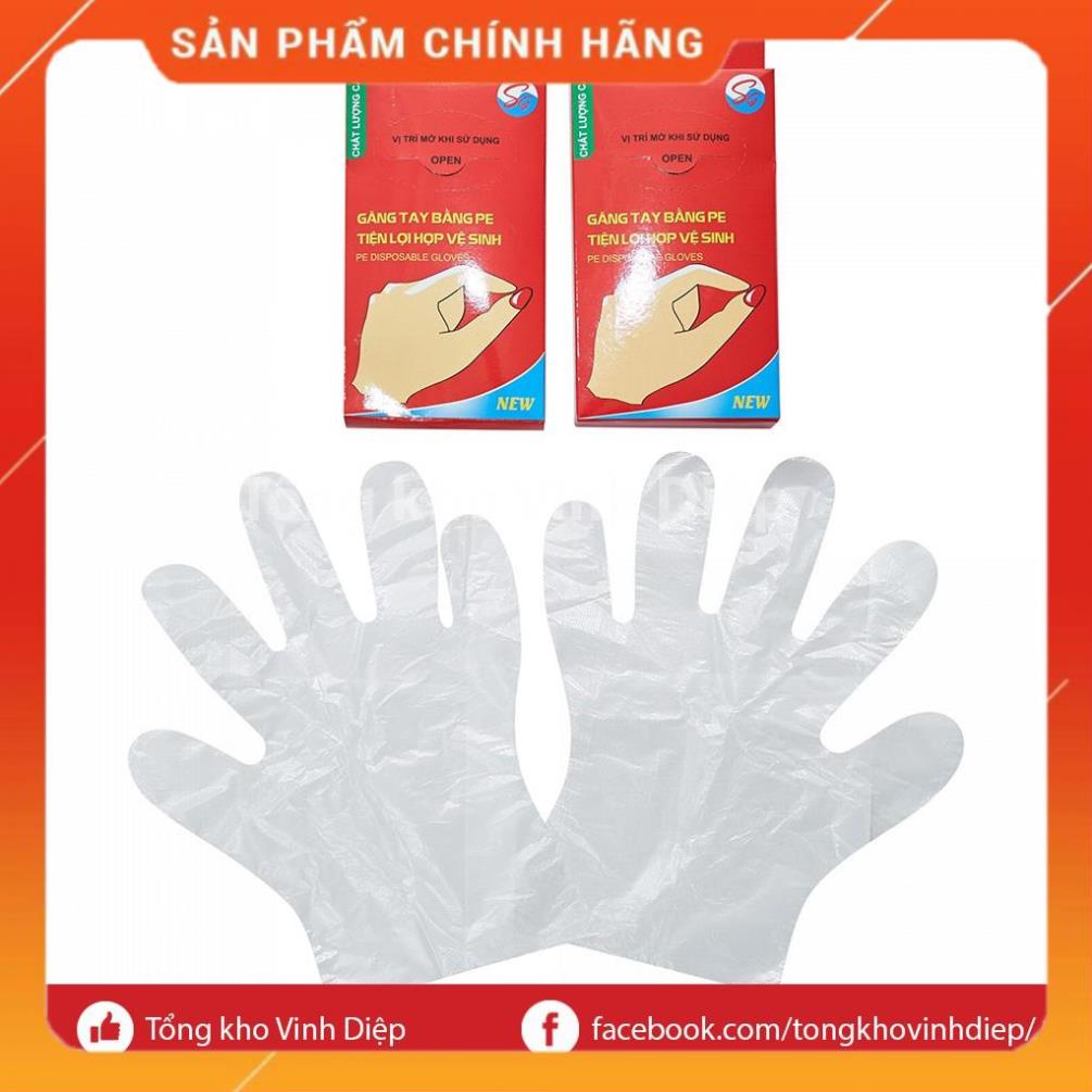 Găng tay nilon tiện lợi hợp vệ sinh, găng tay nilon tự hủy sinh học - Hộp 100 chiếc/túi 100g
