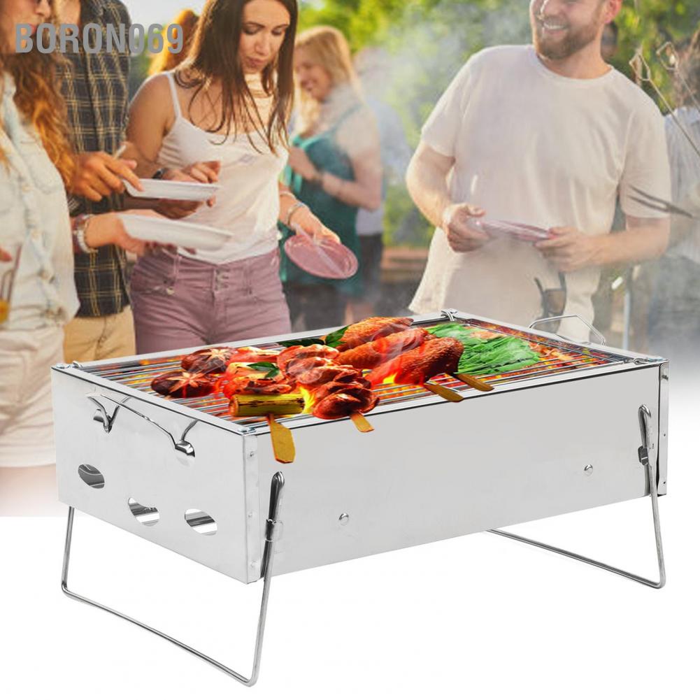 Bộ Vỉ Nướng BBQ Ngoài Trời Bằng Thép Không Gỉ Có Thể Gấp Gọn Tiện Dụng
