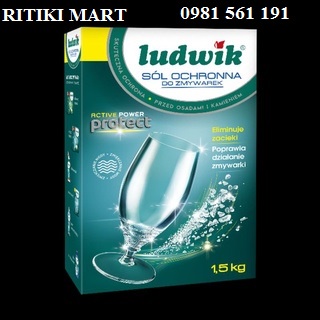 Muối Rửa Chén Bát Ludwik Hộp 1.5 kg Nhập Khẩu Chính Hãng Giúp Làm Mềm Nước Bảo Vệ Máy Bền Lâu