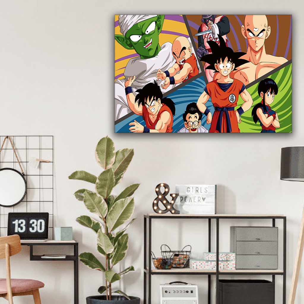 Tranh canvas tràn viền, tranh Anime Dragon Ball treo tường phòng khách, hiện đại nghệ thuật 114-120, truyện tranh Nhật