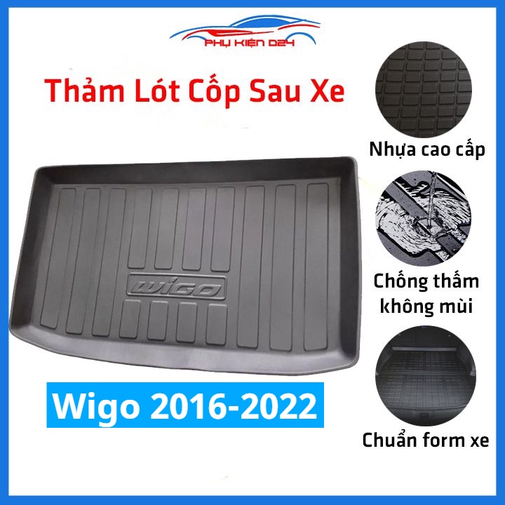 Thảm nhựa lót cốp Wigo 2016-2017-2018-2019-2020-2021-2022 nhựa dẻo dày dặn đàn hồi tốt