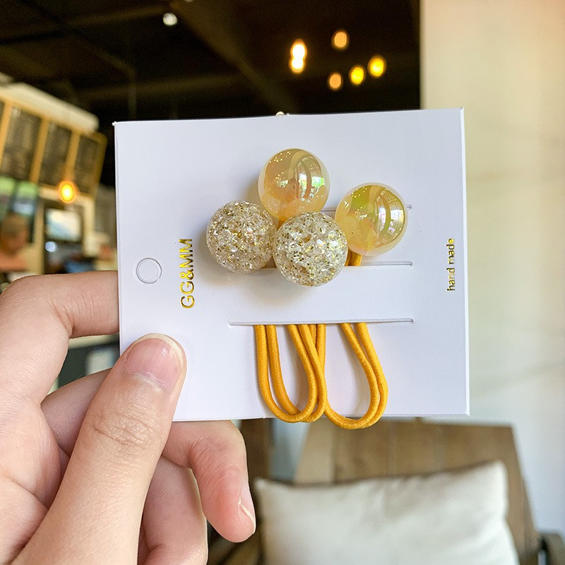 2 Dây cột tóc co giãn đính hạt tùy chọn màu sắc dành cho bé gái