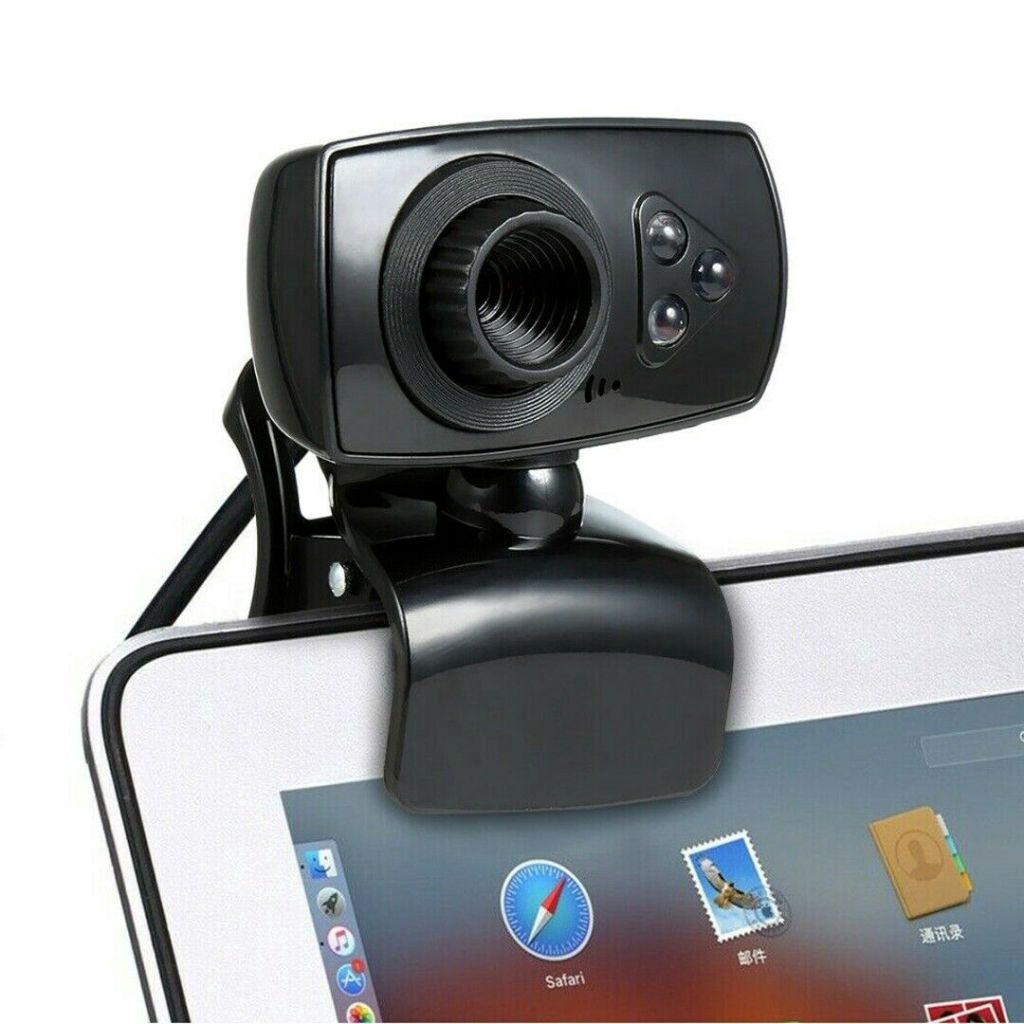 Webcam full HD 50mp tích hợp 3 đèn led và cổng USB có micro cho máy tính/laptop