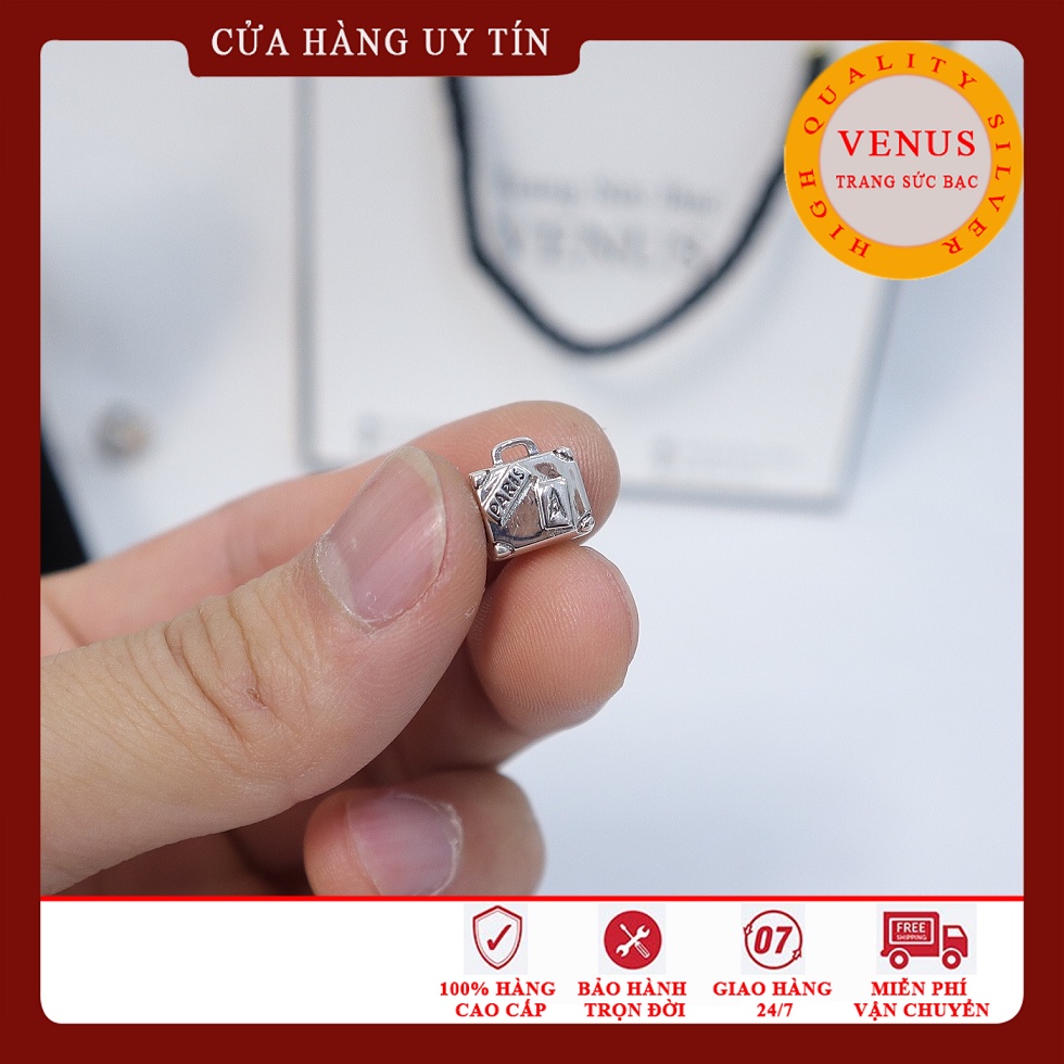 Charm Vali bạc 925 khắc chữ Paris- Msp100