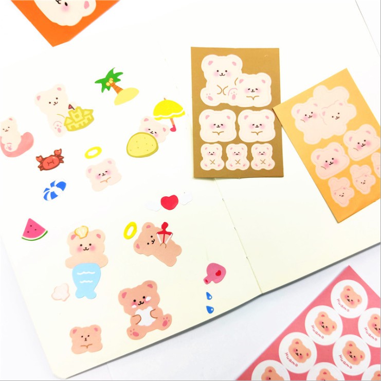 Sticker Dán Trang Trí Nhật Ký Hình Gấu Dễ Thương