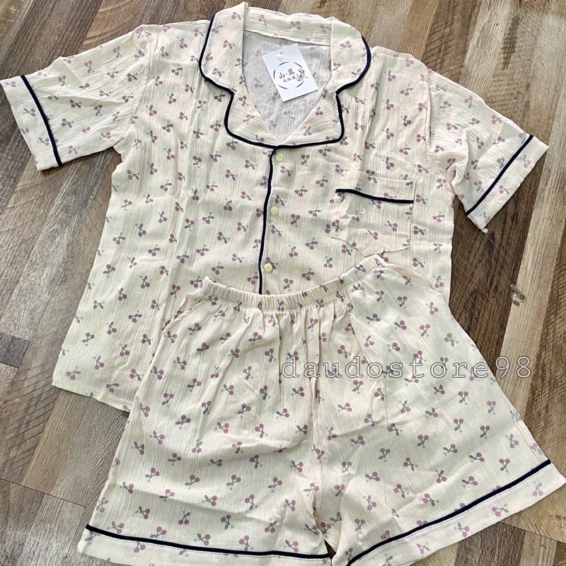 [ẢNH THẬT/CLIP] Bộ đồ ngủ nữ Bộ đồ ngủ Pyjama chất liệu đũi xốp hoạt hình ngắn tay quần đùi short
