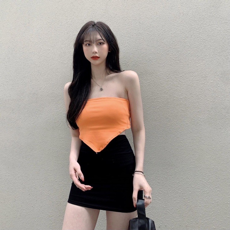 Set áo croptop+chân váy ôm body 2lớp Ulzzang