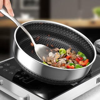 Chảo Chống Dính Đa Năng Inox Đáy Phẳng Dày Chống Lồi Lõm Chảo 316 Thép Không Gỉ Chất Liệu  Đức