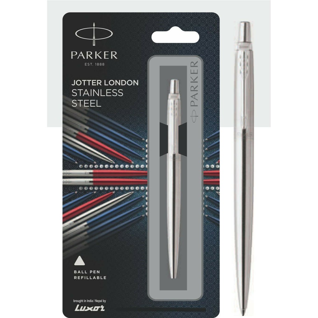 Viết parker, bút ký cao cấp bằng thép chrome, mực xanh, parker jotter, bút bi cao cấp