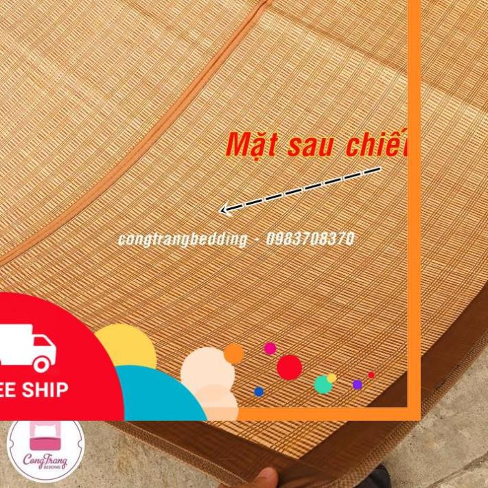 Chiếu trúc tăm vân gỗ PHONG ANH , chiếu trúc tre in hoa tây bắc, cao bằng mùa hè mát lạnh (m6x2m - m8x2m) ..