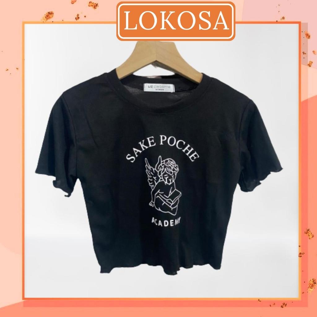 Áo Croptop Nữ Tay Ngắn LOKOSA Croptop Kiểu Ôm Body Đẹp Thiết Kế Hàn Quốc Jennie Ngầu Trắng Đen AO033