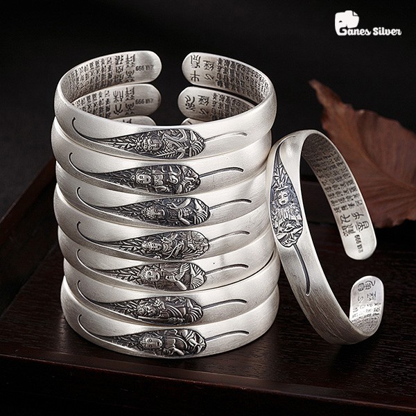 Lắc Tay Bạc Thái 8 Vị Phật Bản Mệnh Cầu Bình An May Mắn - Ganes silver