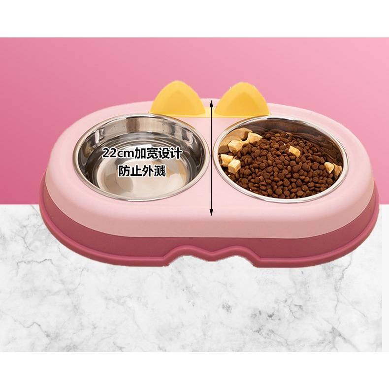 Chén đôi inox mặt gà con dành cho chó mèo