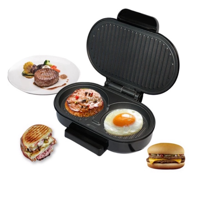 Máy nướng thịt làm bánh mì hamburger cao cấp HAEGER có ngăn đựng dầu