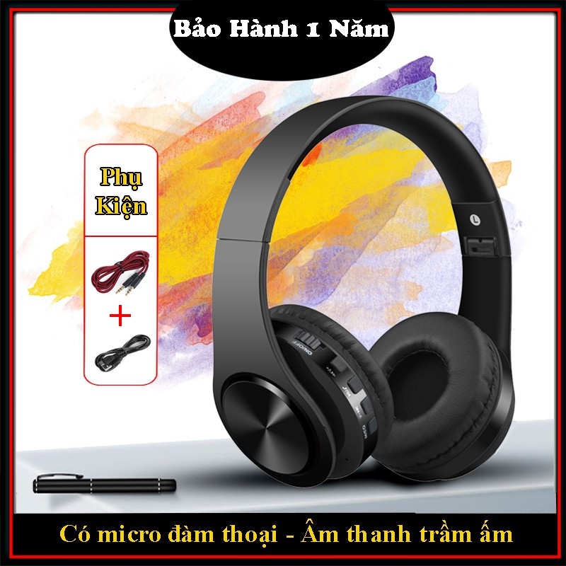 Tai nghe bluetooth chụp tai có mic đàm thoại, headphone tai nghe bluetooth không dây cao cấp