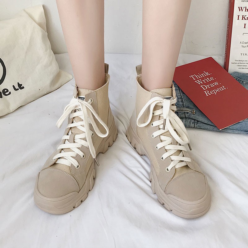 Boot Thời Trang Nữ Hàn Quốc/ Giày Cao Cổ Đi Phượt /Giày Phượt / Giày 3cm/ Giày Phượt Da Lộn