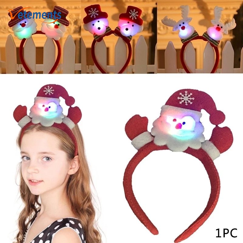 Băng Đô Cài Tóc Hình Ông Già Noel / Người Tuyết Tuần Lộc Giáng Sinh Năm Mới Có Nút Pin