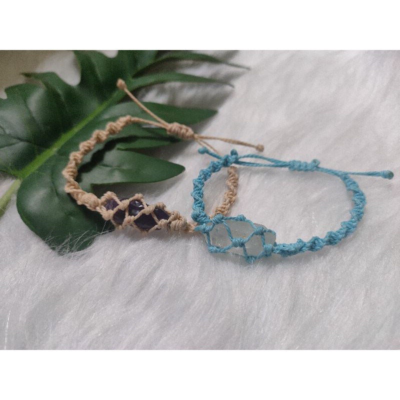 Vòng tay macrame Clear Quartz