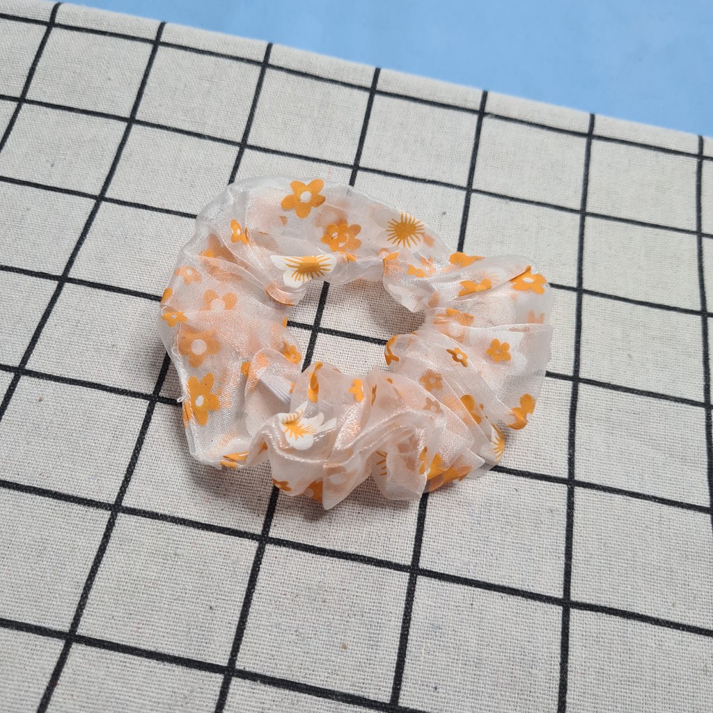 Cột tóc Vải Scrunchies hoa