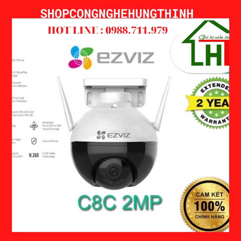 Camera IP WIFI không dây, có màu ban đêm, xoay 360 độ Ezviz C8C TY2 2MP 1080P, có mic (chính hãng)