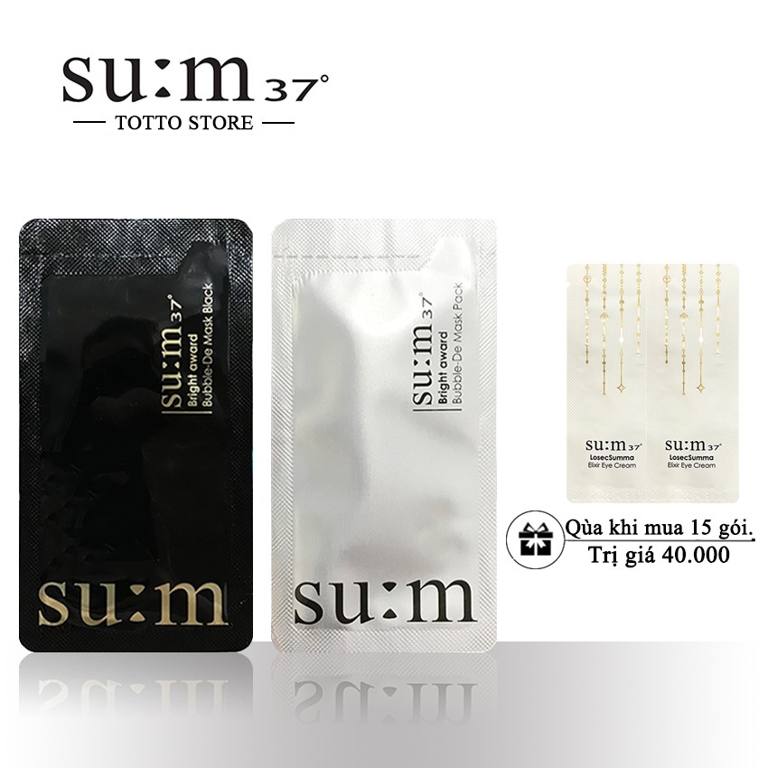 Mặt nạ sủi bọt Sum Bright Award 4,5ml/gói  - Mặt nạ thải độc Sum 37 trắng và đen