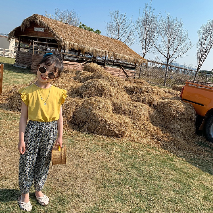 Áo Thun Cotton Cổ Tròn Tay Cánh Tiên Thời Trang Mùa Hè Cho Bé Gái