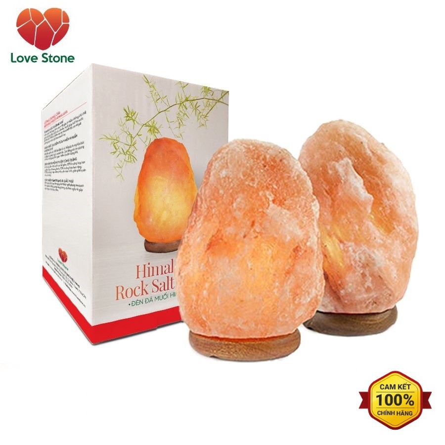 Bộ 2 Đèn Đá Muối Tự Nhiên Himalaya Love Stone - Hàng Chính Hãng