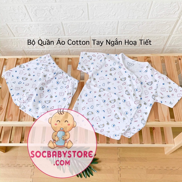 Bộ quần áo ngắn cotton hoạ tiết