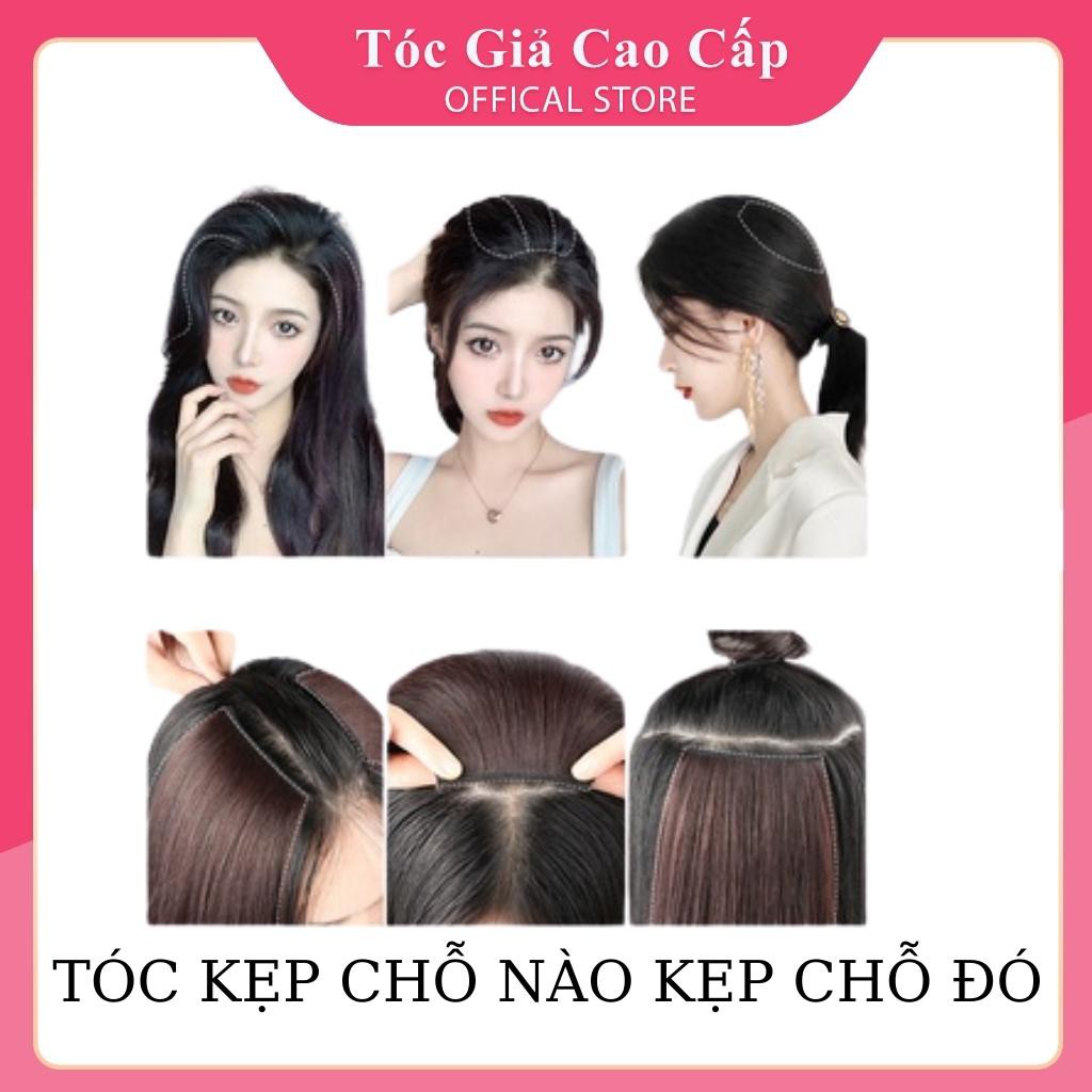 Tóc giả kẹp phồng chân tóc loại ngắn 10cm - tóc sợi tơ- giá 1 cái