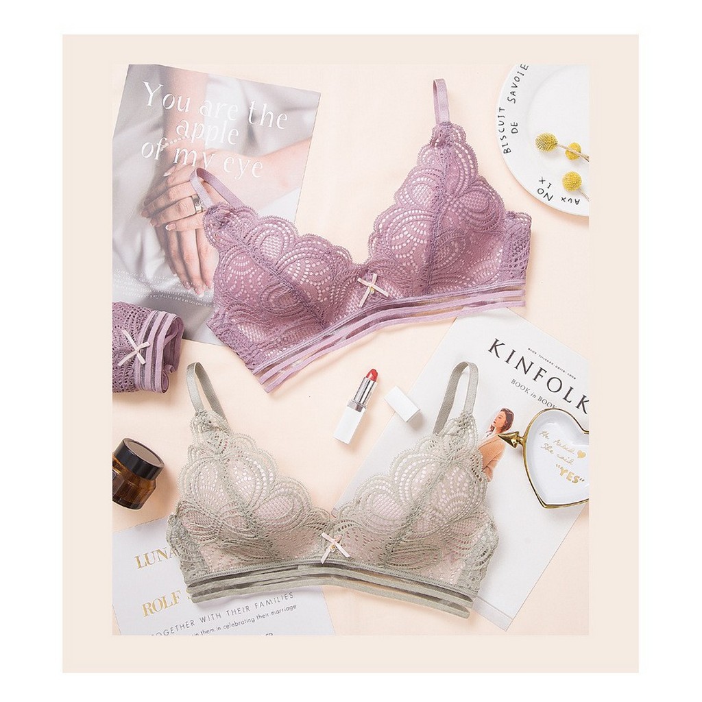 Bộ lót ren không gọng cao cấp bralette tôn dáng AL034 mút mỏng | BigBuy360 - bigbuy360.vn