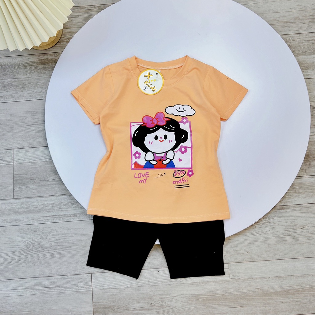 Bộ CC bạch tuyết quần lửng đen bé gái