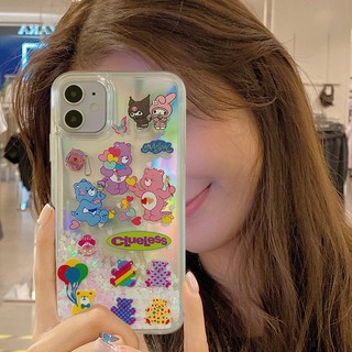 Ốp Điện Thoại Màu Laser Họa Tiết Chú Gấu Dễ Thương Cho Iphone 12 11pro se2 7 / 8plus X / XSMAX XR
