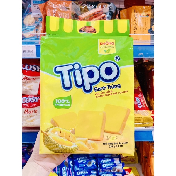 BÁNH TRỨNG TIPO VỊ TRỨNG/SẦU RIÊNG 220G