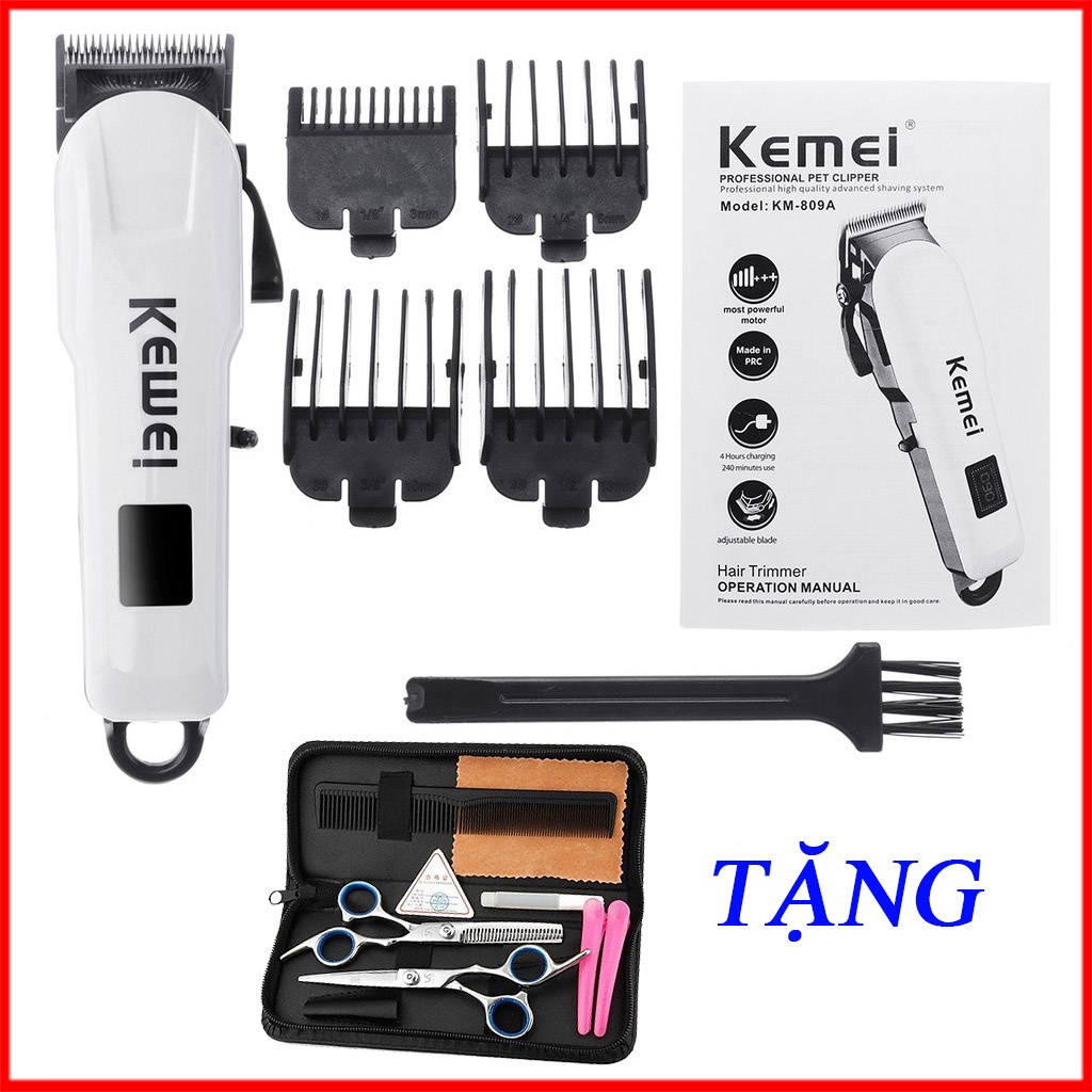 Tông Đơ Cắt Tóc Không Dây Chuyên Nghiệp Kemei Km- 809a |  Máy Hớt Tóc Cầm Tay Cao Cấp Gia Đình. Kèm Phụ Kiện