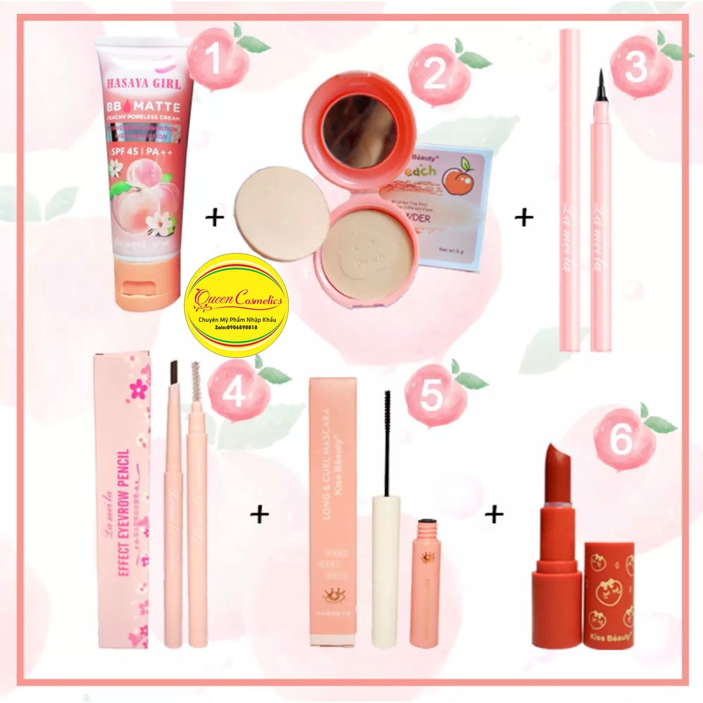 Bộ mỹ phẩm 6 món cơ bản giá tốt - (Kem BB + phấn trang điểm+ chì kẻ mày đen + kẻ mắt + mascara + Sơn bóng) | BigBuy360 - bigbuy360.vn
