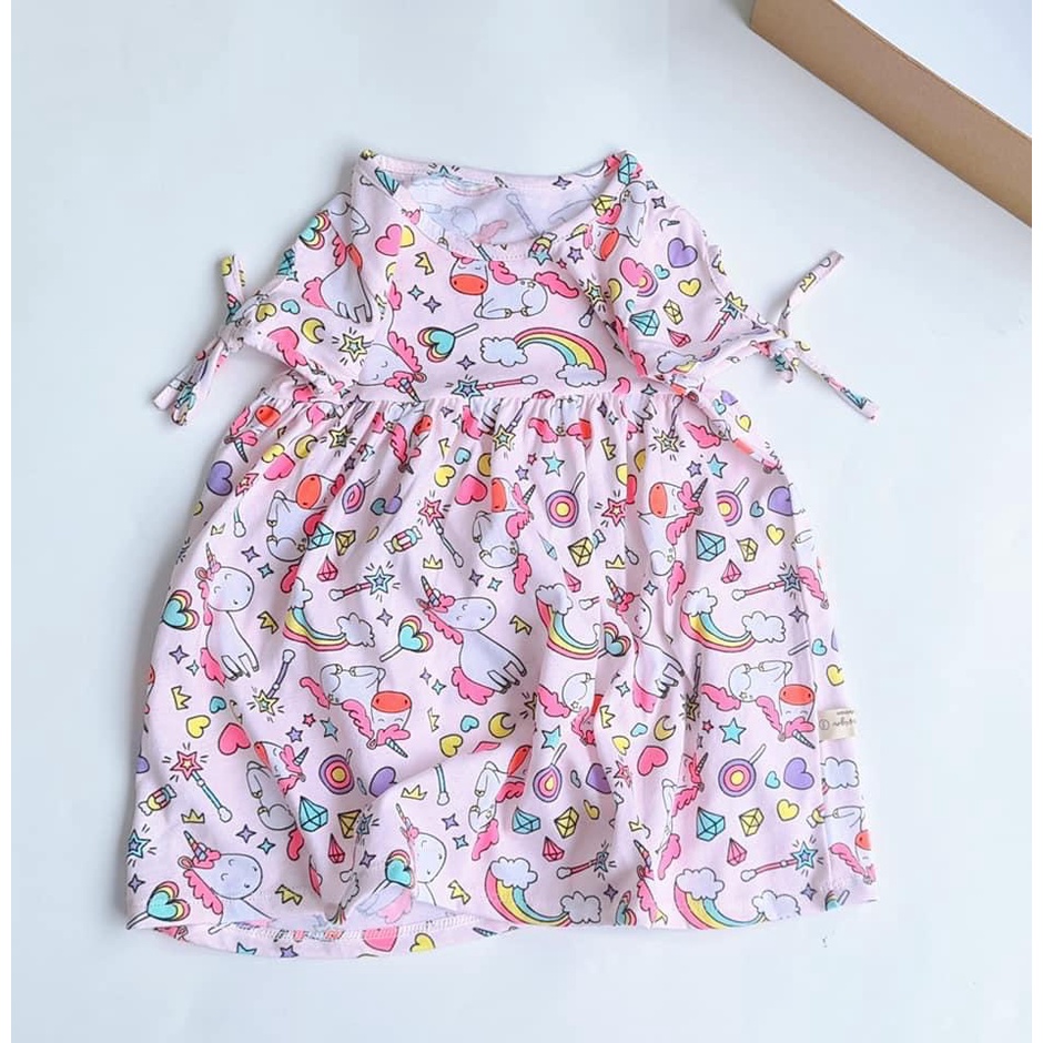 Đầm thun cotton babydoll bé gái MINTSCLOSET Mint's Closet hình hoa cho bé 1 2 3 4 5 tuổi - GV0034