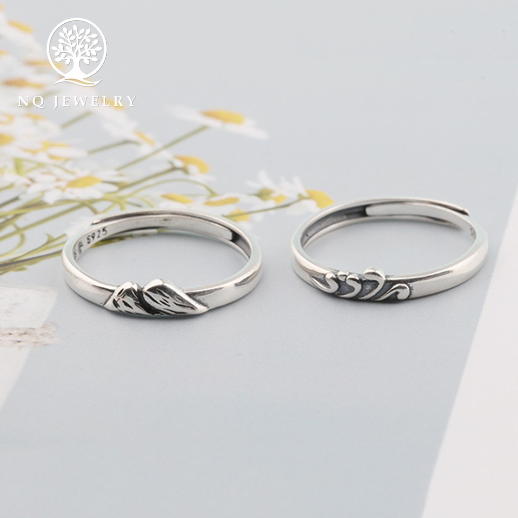 Nhẫn bạc cặp nam nữ Núi và Biển Free Size - NQ Jewelry