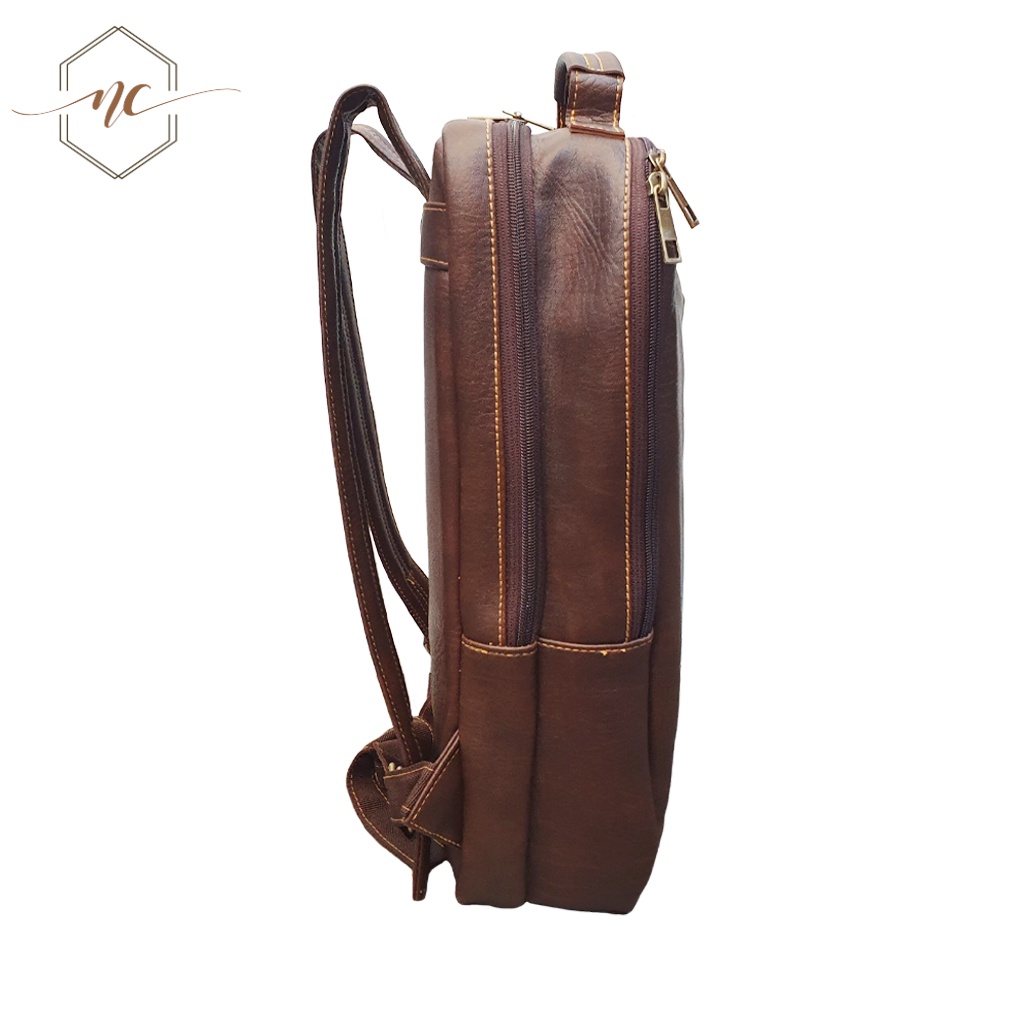 Balo Đựng Laptop NGUYET CAT Leather, Da Pu Cao Cấp, Thời Trang, Trẻ Trung Cho Nam, Balo Thời Trang Chống Nước NC09