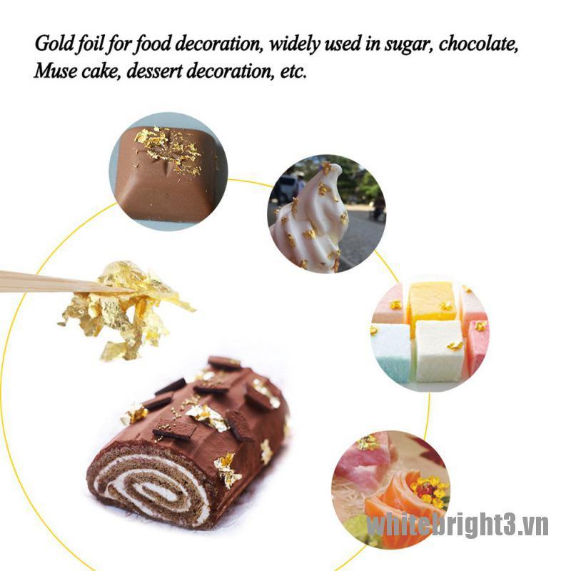 <white> Edible Grade Gold Leaf Schabin Flakes 24K Gold Decorative Dishes Art Decorating