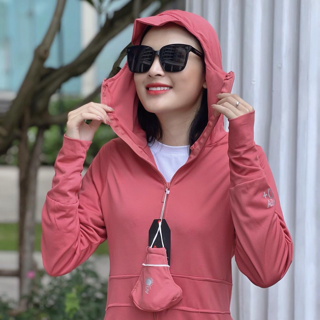 Áo chống nắng nữ toàn thân 2 lớp vải hạt xoàn cao cấp túi khoá , túi zip cao cấp