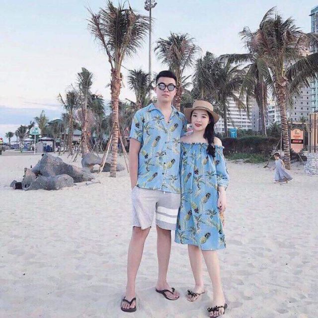 ❌❌SET ĐỒ ĐÔI VÁY TRỄ VAI VÀ ÁO SƠMI NAM